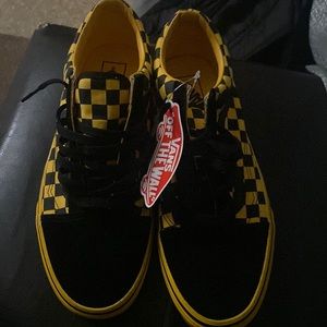 Yellow checkered vans 9.5 new condition